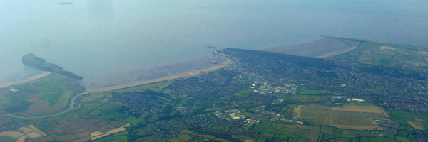 Aerial photo of Brean Down, River Axe, Anchor Head and Sand Point